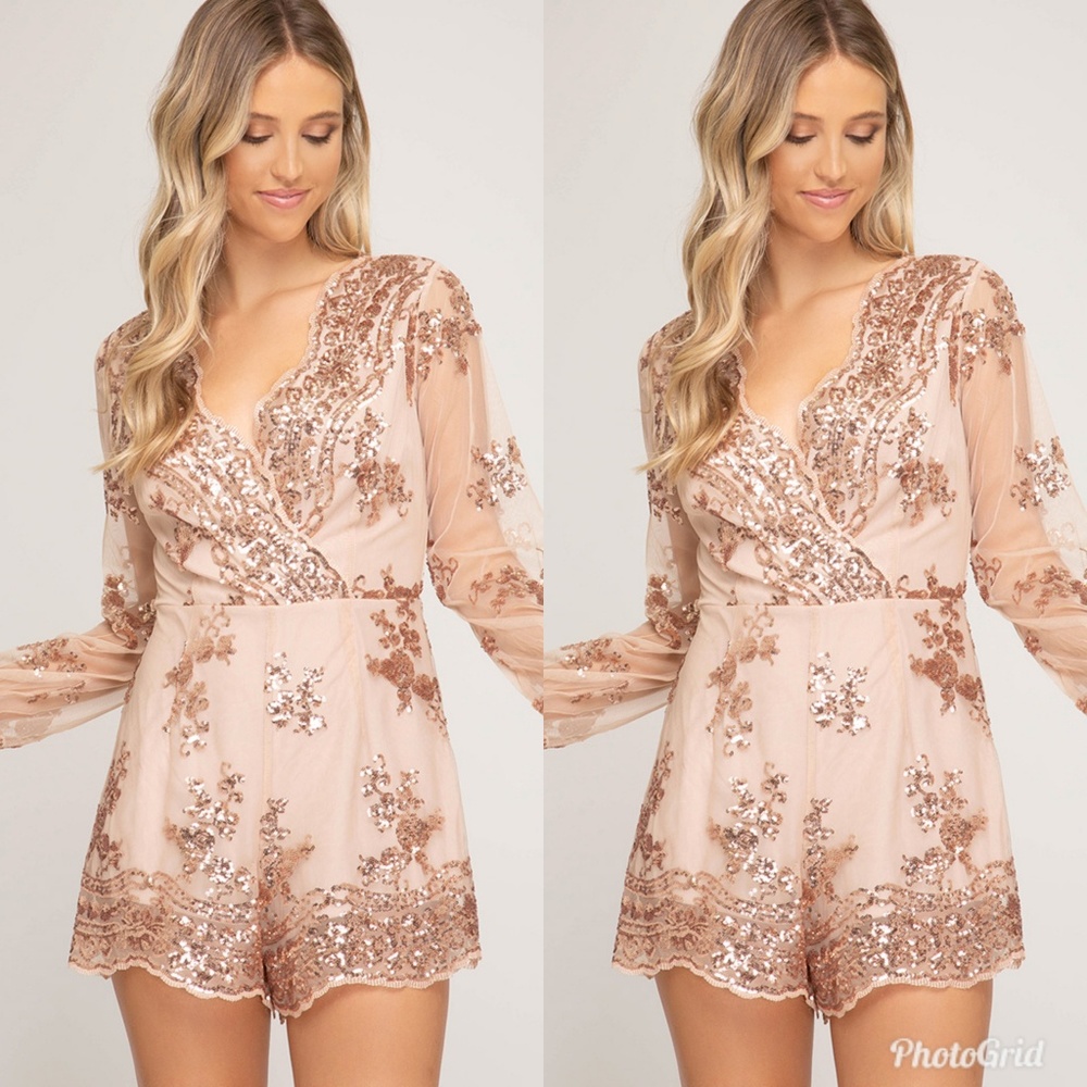 Rosegold sequin romper brand new